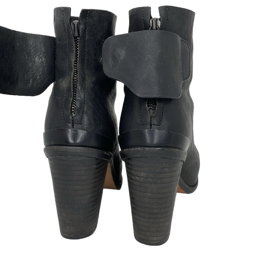 Rag & Bone Boots Women's 8.5 Black Leather Heeled Ankle Bootie Zip Round Toe - Picture 13 of 15